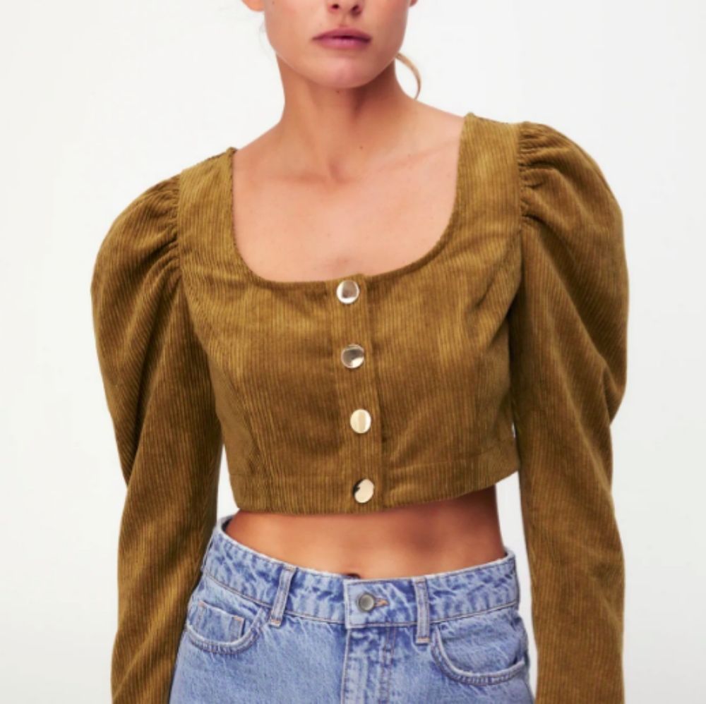 ZARA CORDUROY CROP TOP